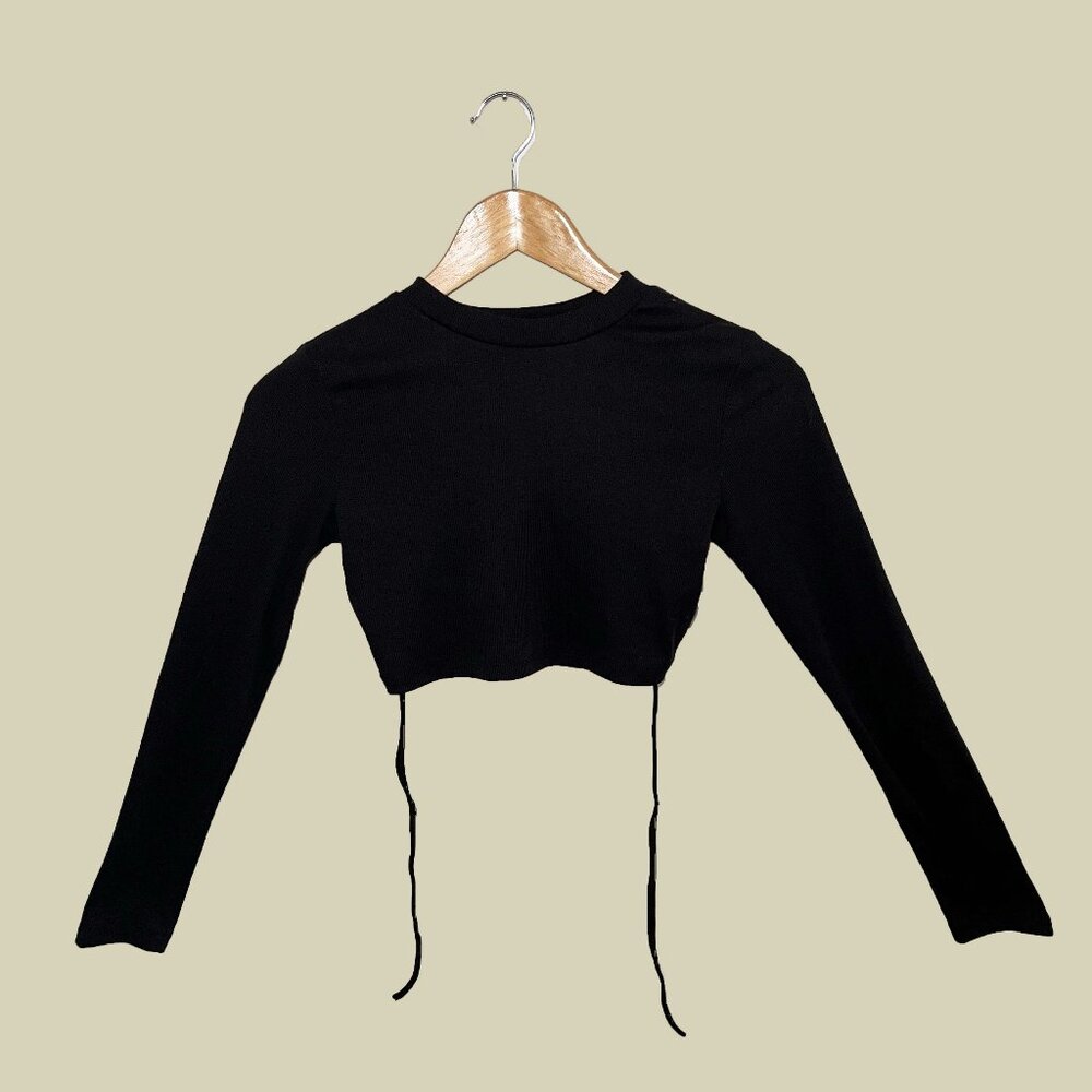 Open Back Black Crop Top